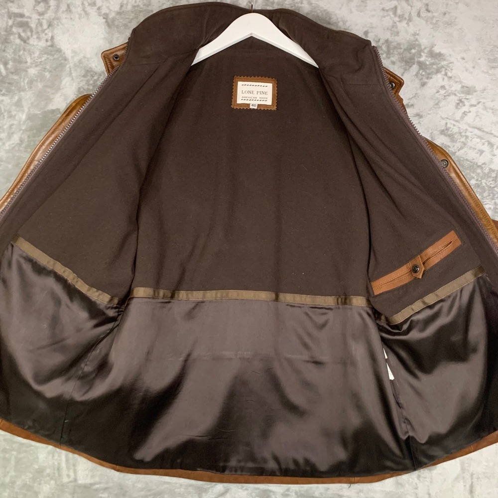 Lone Pine Aspen American Made Leather Jacket Mens 40 Brown Field Rancher Bomber - Picture 8 of 16